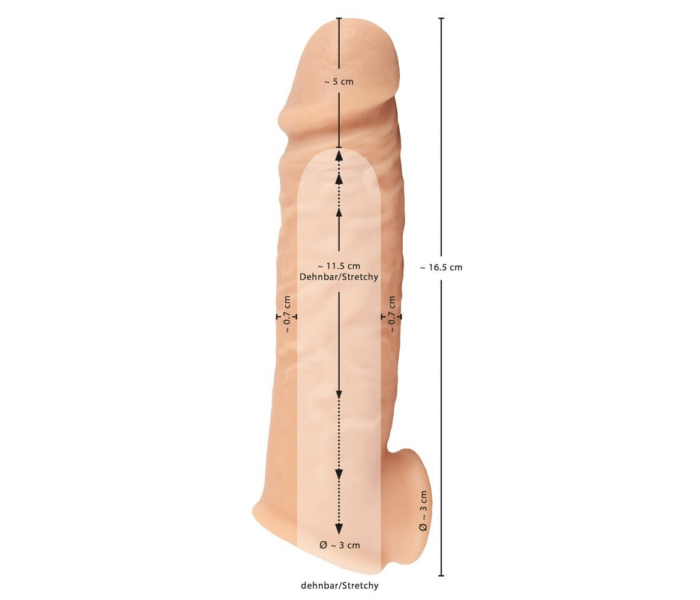 Realistixxx - heregyűrűs péniszköpeny - 16cm (natúr) - 9