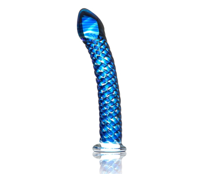 Icicles No. 29 - spirális, péniszes üveg dildó (kék) - 4