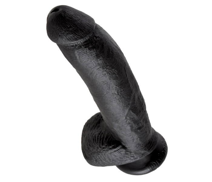 King Cock 9 - nagy tapadótalpas, herés dildó (23cm) - fekete - 4