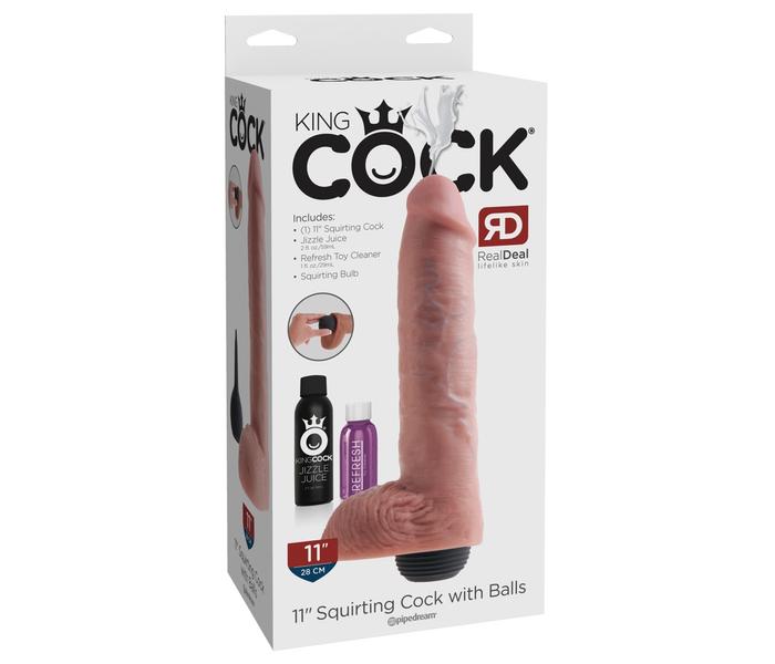 King Cock 11 - élethű spriccelő dildó (28cm) - natúr