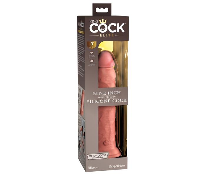 King Cock Elite 9 - tapadótalpas, élethű dildó (23cm) - natúr - 3