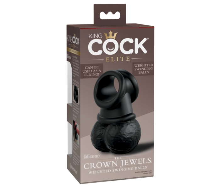 King Cock Elite Crown Jewels - lengőhere, péniszfeltét (fekete) - 2