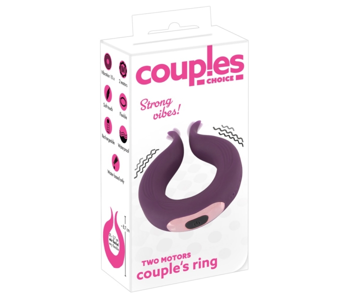 Couples Choice - akkus, kétmotoros péniszgyűrű (lila) - 3