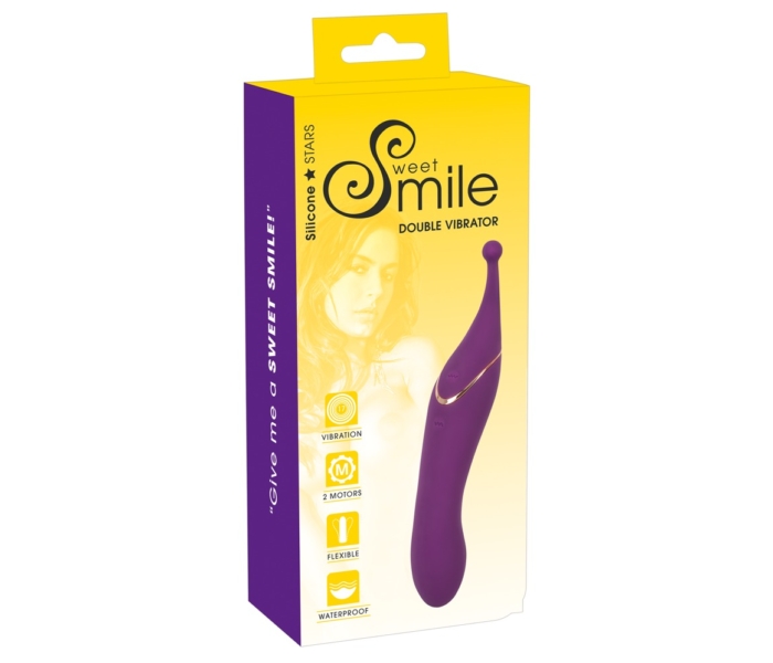 SMILE Double - akkus, 2in1 csiklóvibrátor (lila) - 3