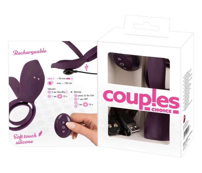 Couples Choice - akkus, rádiós péniszgyűrű (lila) - 2