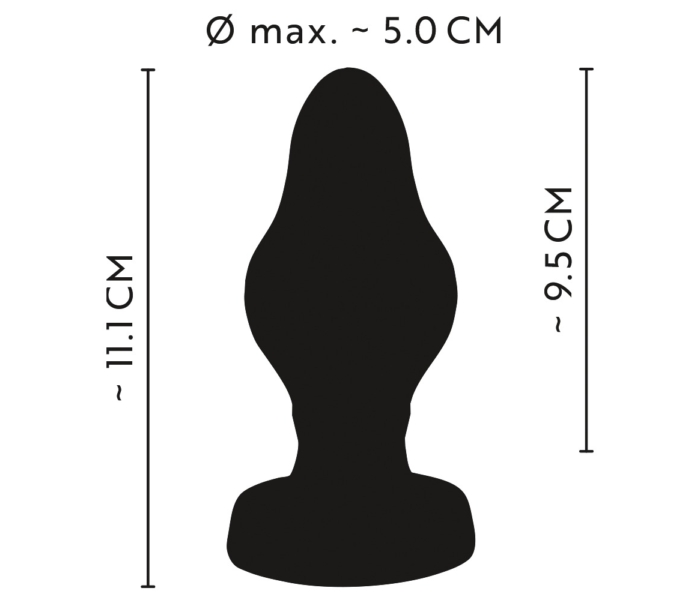 ANOS - szuperpuha, bordázott anál dildó - 5cm (fekete) - 9