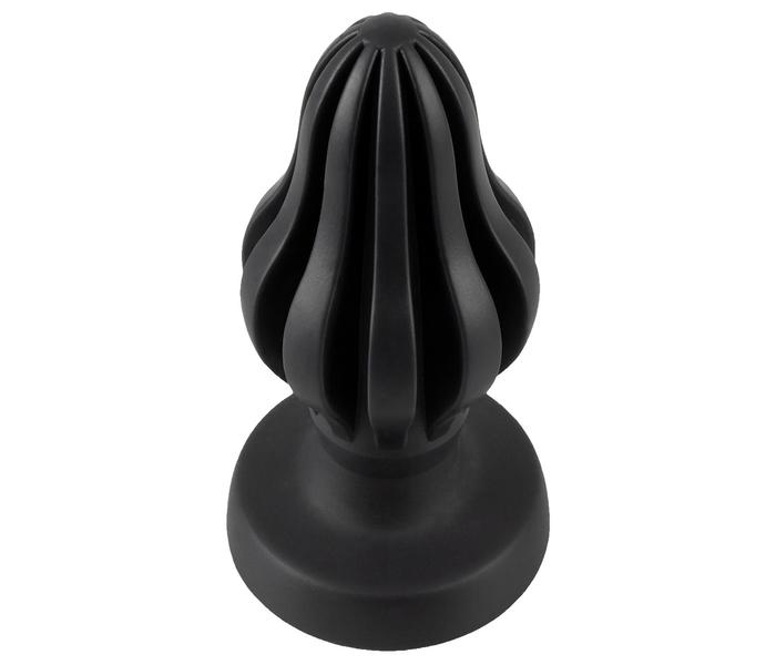 ANOS - szuperpuha, bordázott anál dildó - 7cm (fekete) - 3