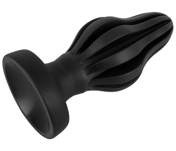 ANOS - szuperpuha, bordázott anál dildó - 7cm (fekete) - 5