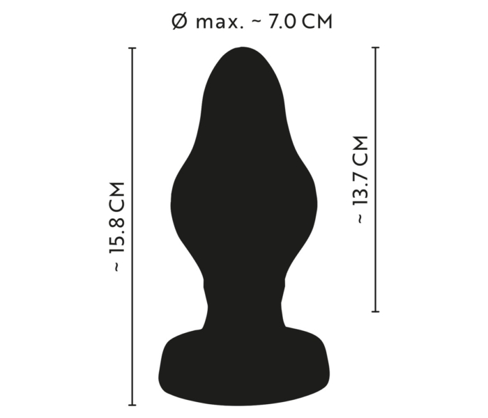 ANOS - szuperpuha, bordázott anál dildó - 7cm (fekete) - 9