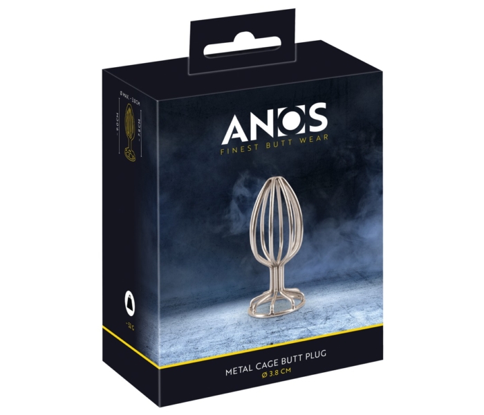 ANOS Metal (3,8cm) - fémkalitkás anál dildó (ezüst) 
