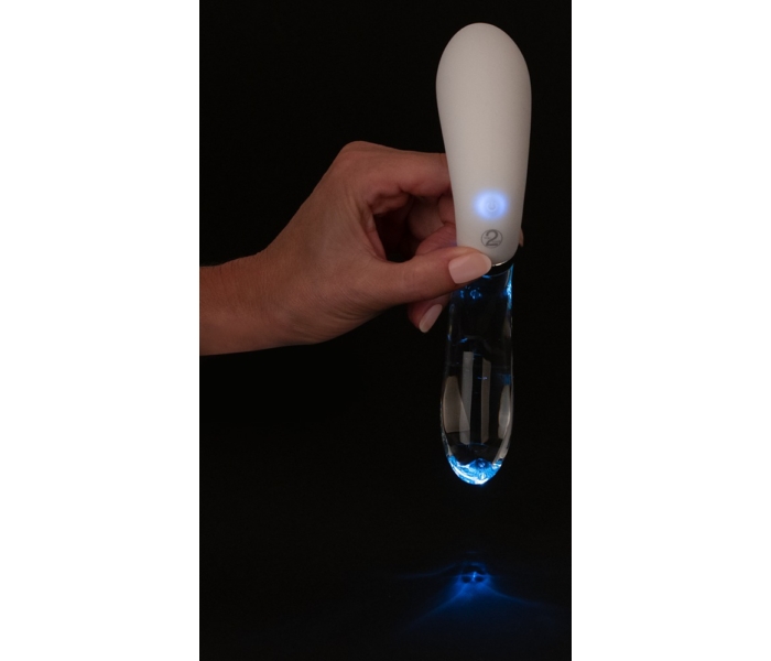 You2Toys Liaison - akkus, szilikon-üveg LED íves vibrátor (áttetsző-fehér) - 7