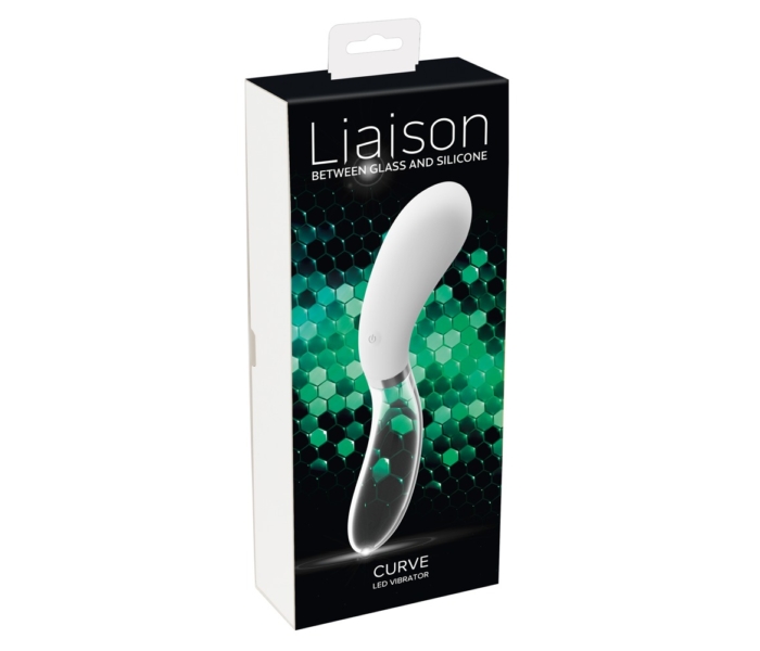 You2Toys Liaison - akkus, szilikon-üveg LED íves vibrátor (áttetsző-fehér)