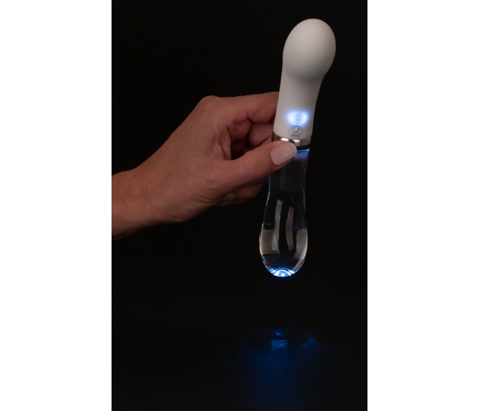 You2toys Liaison - akkus, szilikon-üveg LED G-pont vibrátor (áttetsző-fehér) - 7