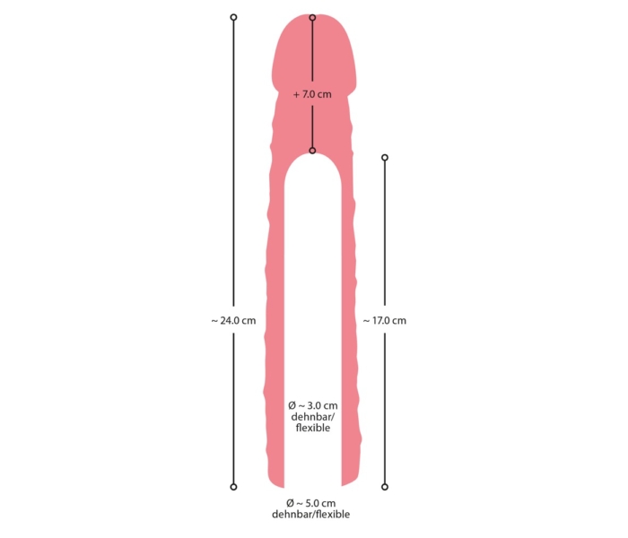 Nature Skin - hosszabbító, vastagító péniszköpeny (24cm) - 12