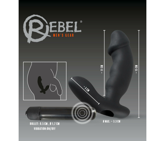 Rebel - péniszes prosztata vibrátor (fekete) - 9