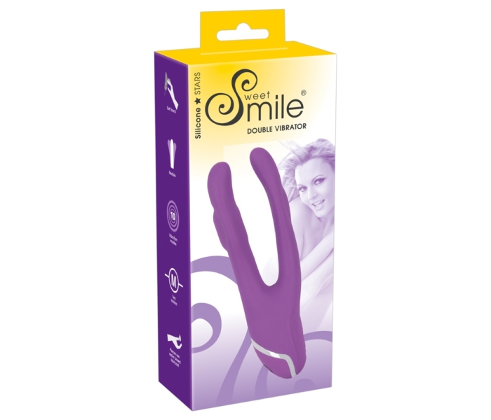 SMILE Double - kétágú szilikon vibrátor (lila) - 8
