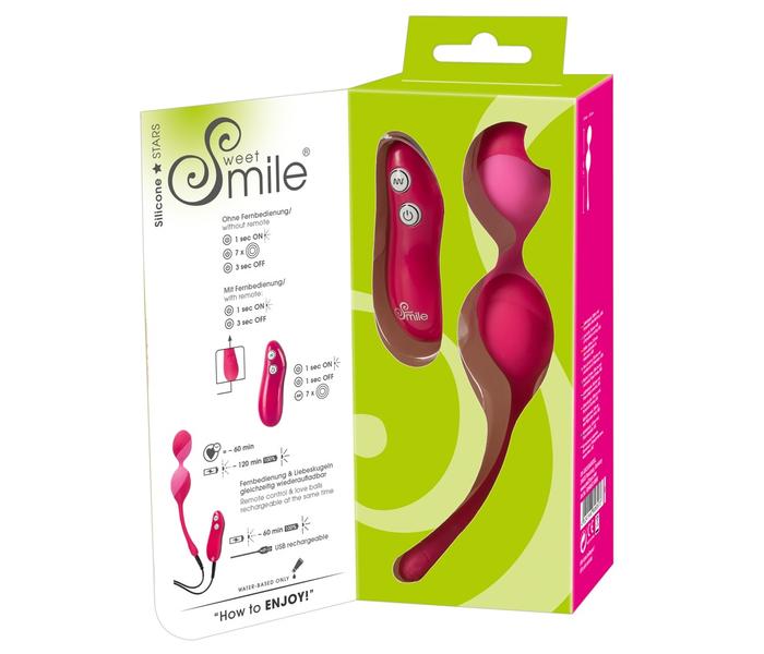 SMILE Love Balls - 82g-os, akkus, rádiós vibrációs tojás (pink) - 2