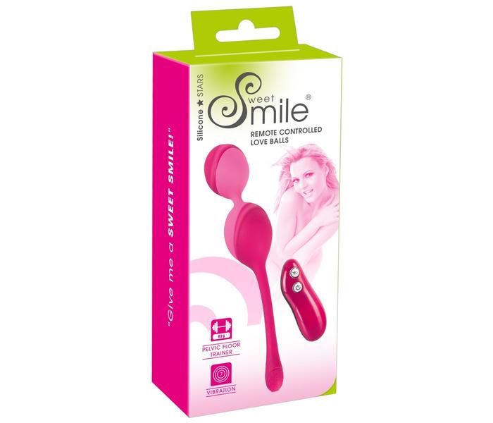 SMILE Love Balls - 82g-os, akkus, rádiós vibrációs tojás (pink) - 3