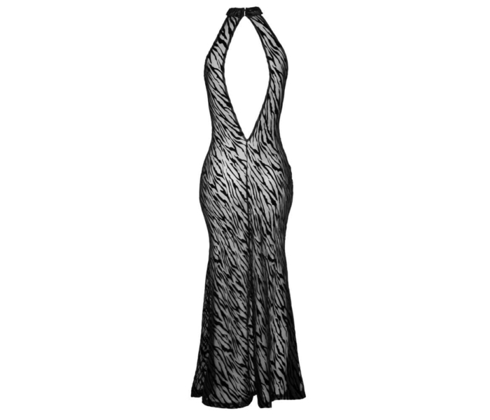 Noir - tigriscsíkos, sliccelt, hosszú ruha (fekete) - 6