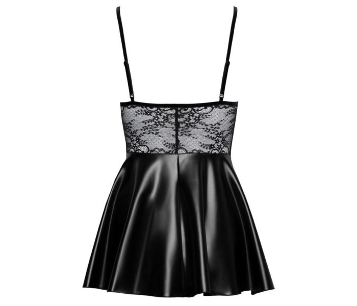 Noir - csipke felsős fényes ruha (fekete) - 5