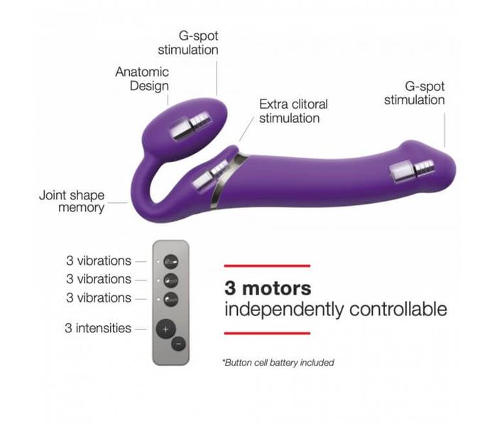 Strap-on-me M - pánt nélküli felcsatolható vibrátor - közepes (lila) - 10