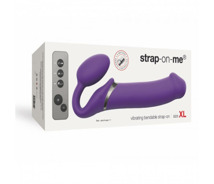 Strap-on-me XL - pánt nélküli felcsatolható vibrátor - extra nagy (lila)