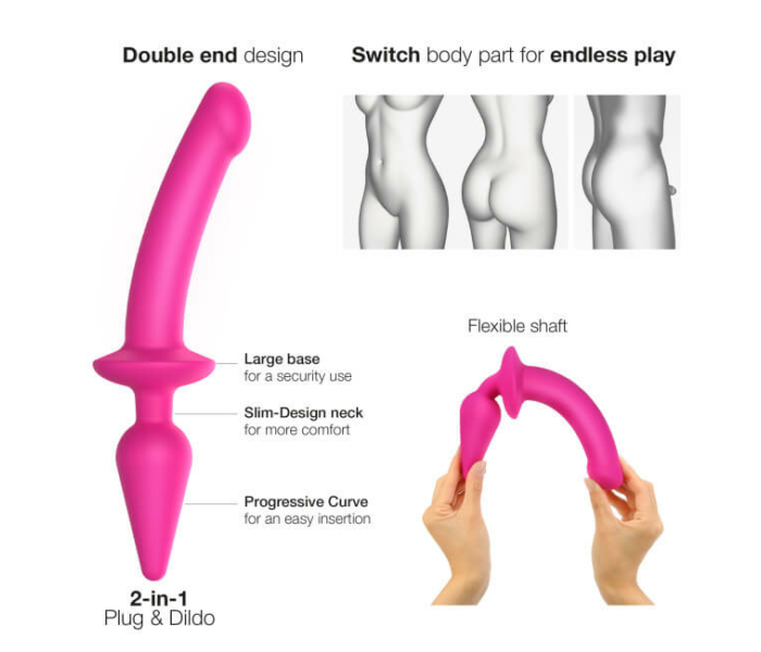 Strap-on-me Swith Semi-Realistic S - 2in1 szilikon dildó (pink) - 2