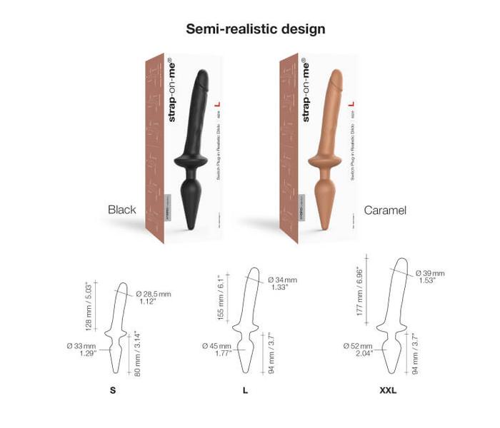 Strap-on-me Swith Realistic XXL - 2in1 szilikon dildó (sötét natúr) - 3