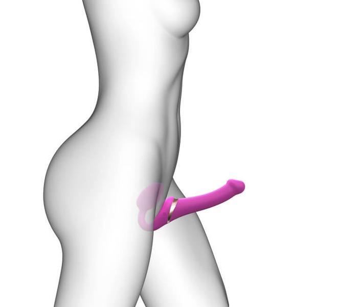 Strap-on-me M - pánt nélküli felcsatolható, léghullámos vibrátor - közepes (pink) - 2