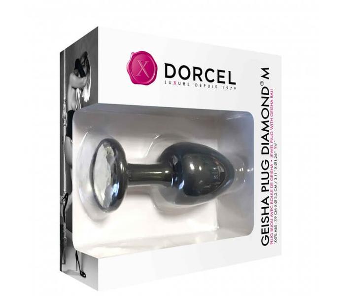 Dorcel Geisha Plug Diamond M - fehér köves anál dildó (fekete) - 4