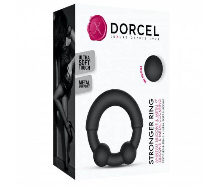 Dorcel Stronger Ring - fém betétes péniszgyűrű (fekete) - 8