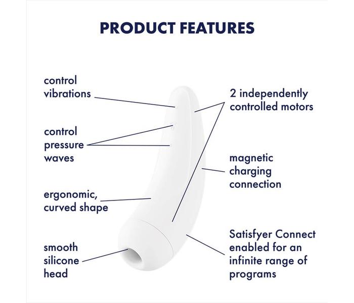 Satisfyer Curvy 2+ - okos, akkus, vízálló csiklóizgató vibrátor (fehér) - 8