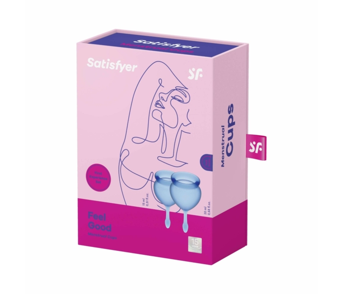 Satisfyer Feel good - menstruációs kehely szett (kék) - 2db - 7