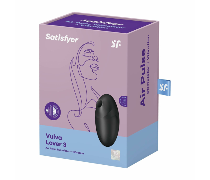 Satisfyer Vulva Lover 3 - akkus, léghullámos csiklóizgató vibrátor (fekete) - 9
