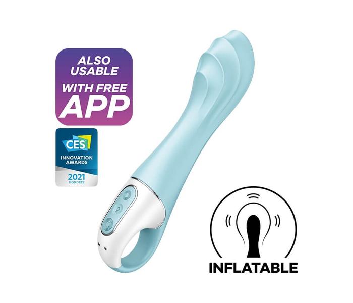 Satisfyer Air Pump Vibrator 5 - okos, akkus pumpálható vibrátor (kék) - 7