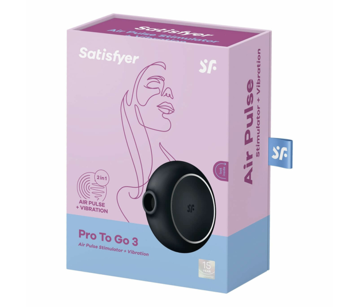 Satisfyer Pro To Go 3 - akkus, léghullámos csiklóizgató vibrátor (fekete) - 6