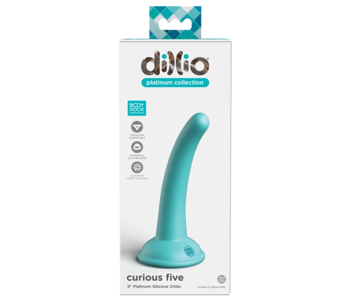 Dillio Curious Five - tapadótalpas szilikon dildó (kék) - 3