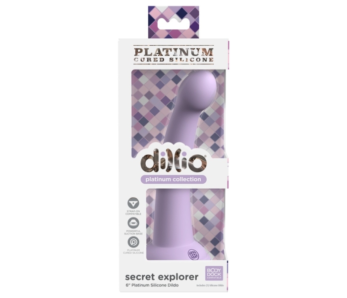 Dillio Secret Explorer - tapadótalpas makkos szilikon dildó (lila) - 2