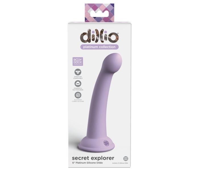 Dillio Secret Explorer - tapadótalpas makkos szilikon dildó (lila) - 3