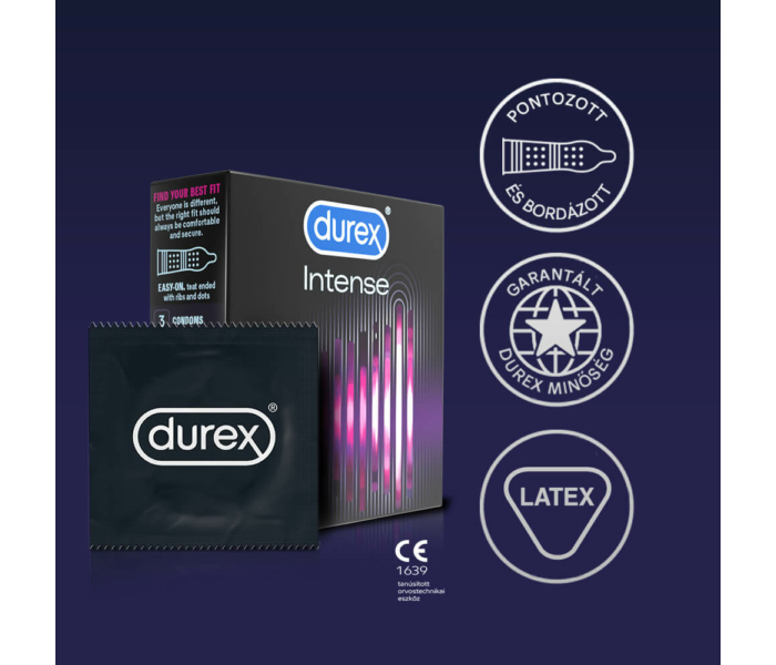 Durex Intense - bordázott és pontozott óvszer(3db) - - 5