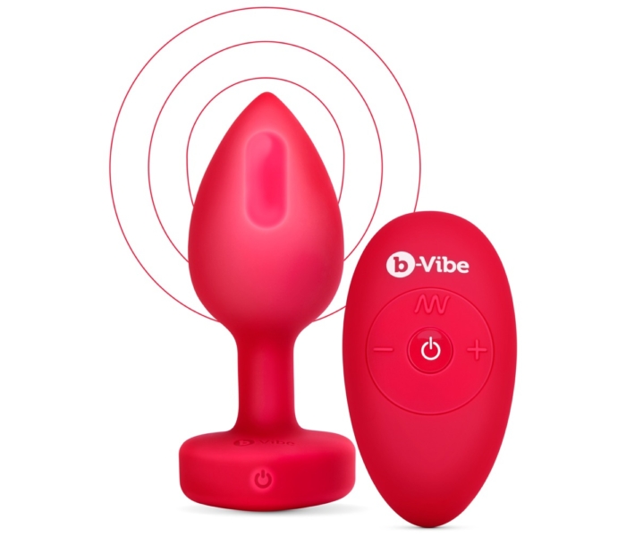 b-vibe heart - akkus, rádiós anál vibrátor (piros) - 8