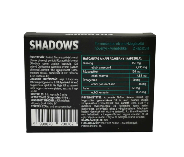 Shadows - természetes étrend-kiegészítő férfiaknak (2db) - 2