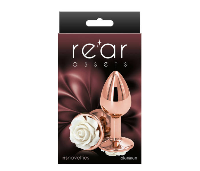 Rear Assets Rose - fehér rózsás kis anál dildó (rózsaarany) - 2