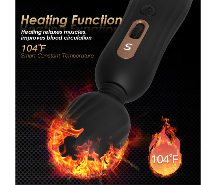 Vibeconnect Heating AV Wand - akkus, melegítős masszírozó vibrátor (fekete) - 3