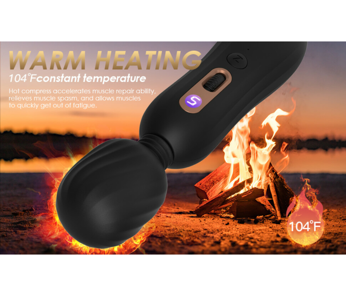 Vibeconnect Heating AV Wand - akkus, melegítős masszírozó vibrátor (fekete) - 9