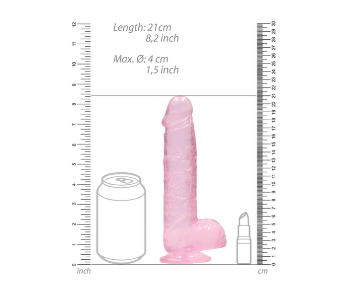 REALROCK - áttetsző élethű dildó - pink (19cm) - 3