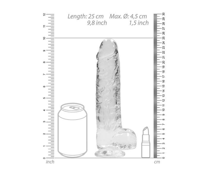 REALROCK - áttetsző élethű dildó - víztiszta (22cm) - 3