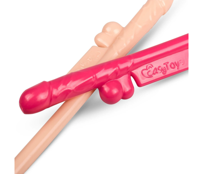 Easytoys Penis Straws - péniszes szívószál (sötét pink-natúr) - 10db - 3