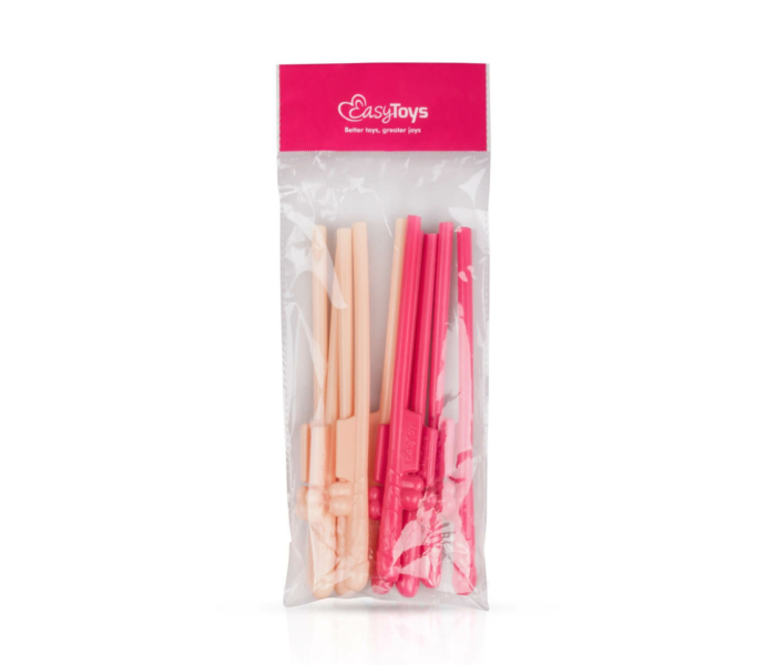 Easytoys Penis Straws - péniszes szívószál (sötét pink-natúr) - 10db - 7