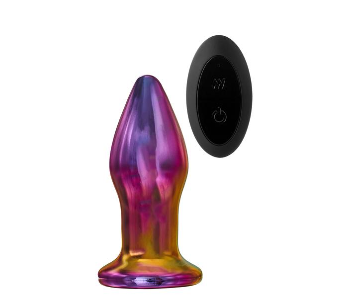 Glamour Glass - kúpos, rádiós, üveg anál vibrátor (színes)